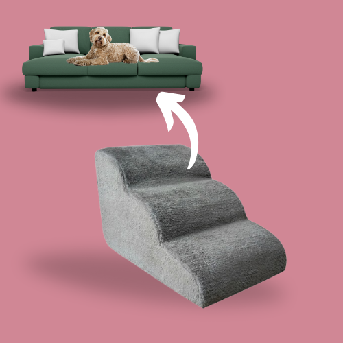 Ramp Stairs – Non-Slip Pet Ramp for Dogs and Cats with 3 Tiers, Removable & Washable Dog Steps for Bed