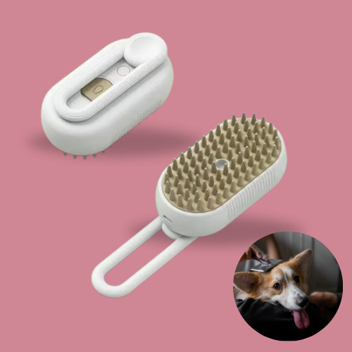 3-in-1 Electric Steamy Grooming Brush – Hair Cleaning, Massaging & Grooming for Cats and Dogs!