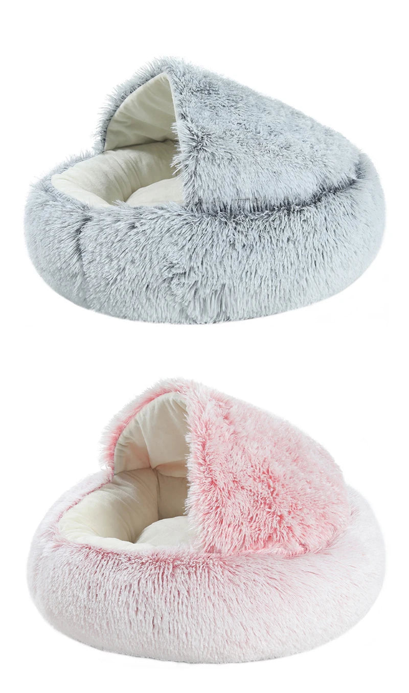 Round Plush Cat Bed – Cozy Sleeping Nest for Cats & Small Dogs