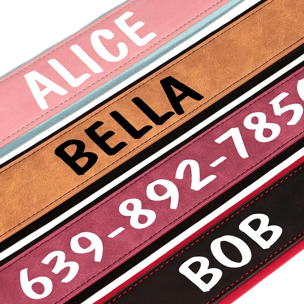 Personalized PU Leather Dog Collar – Wide Padded ID Name Collar🐾