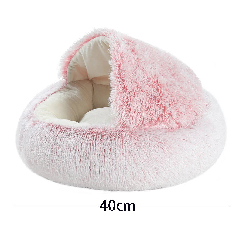 Round Plush Cat Bed – Cozy Sleeping Nest for Cats & Small Dogs