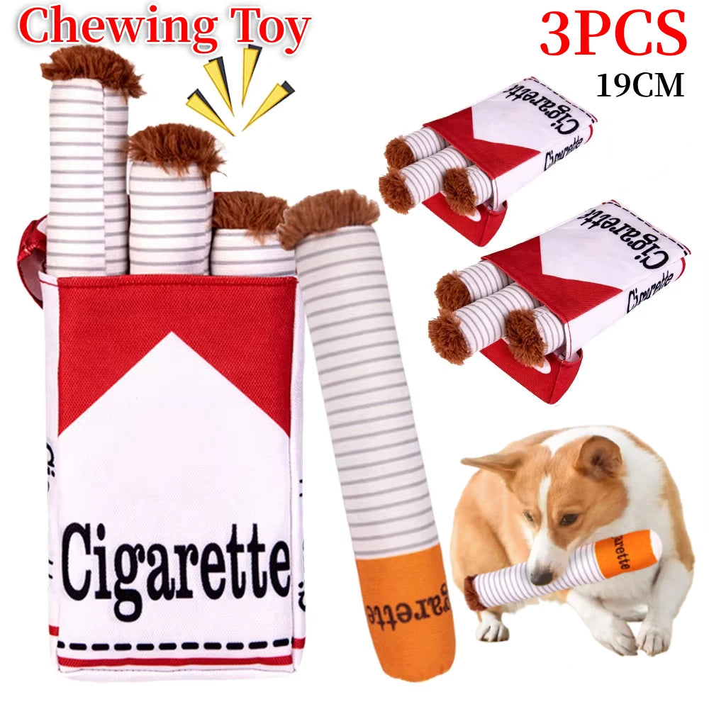 Cigarette Dog Toy – Plush Chew Toy for Teething & Play