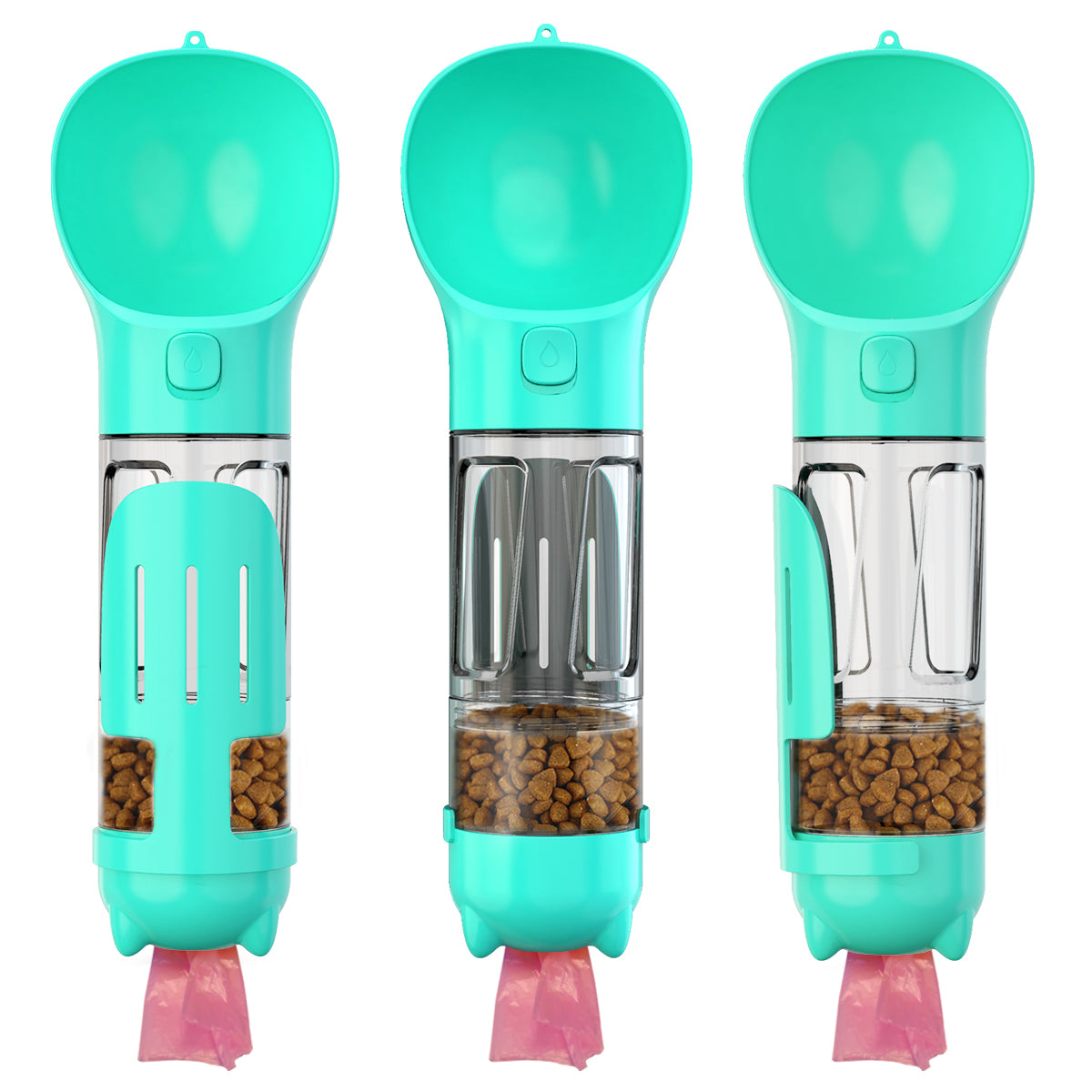 3-in-1 Portable Pet Water Bottle, Food Feeder, and Poop Dispenser 🐾