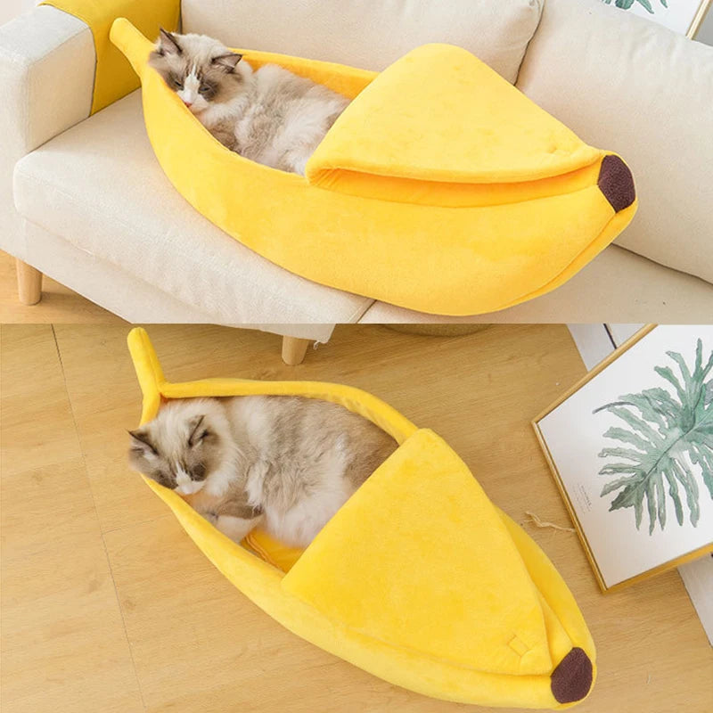 Banana Cat Bed – Cozy, Cute, and Portable Pet House for Cats and Small Dogs!