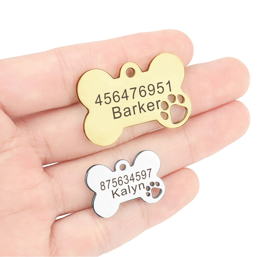 Custom Hollow Bone Pet Tag – Personalized Name Pendant for Dogs & Cats