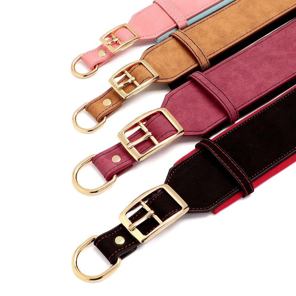 Personalized PU Leather Dog Collar – Wide Padded ID Name Collar🐾