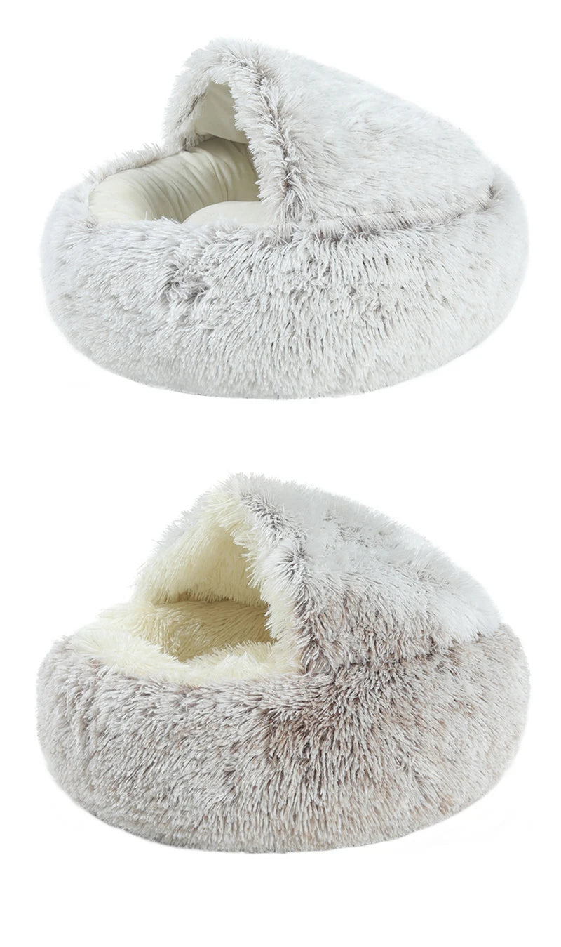 Round Plush Cat Bed – Cozy Sleeping Nest for Cats & Small Dogs